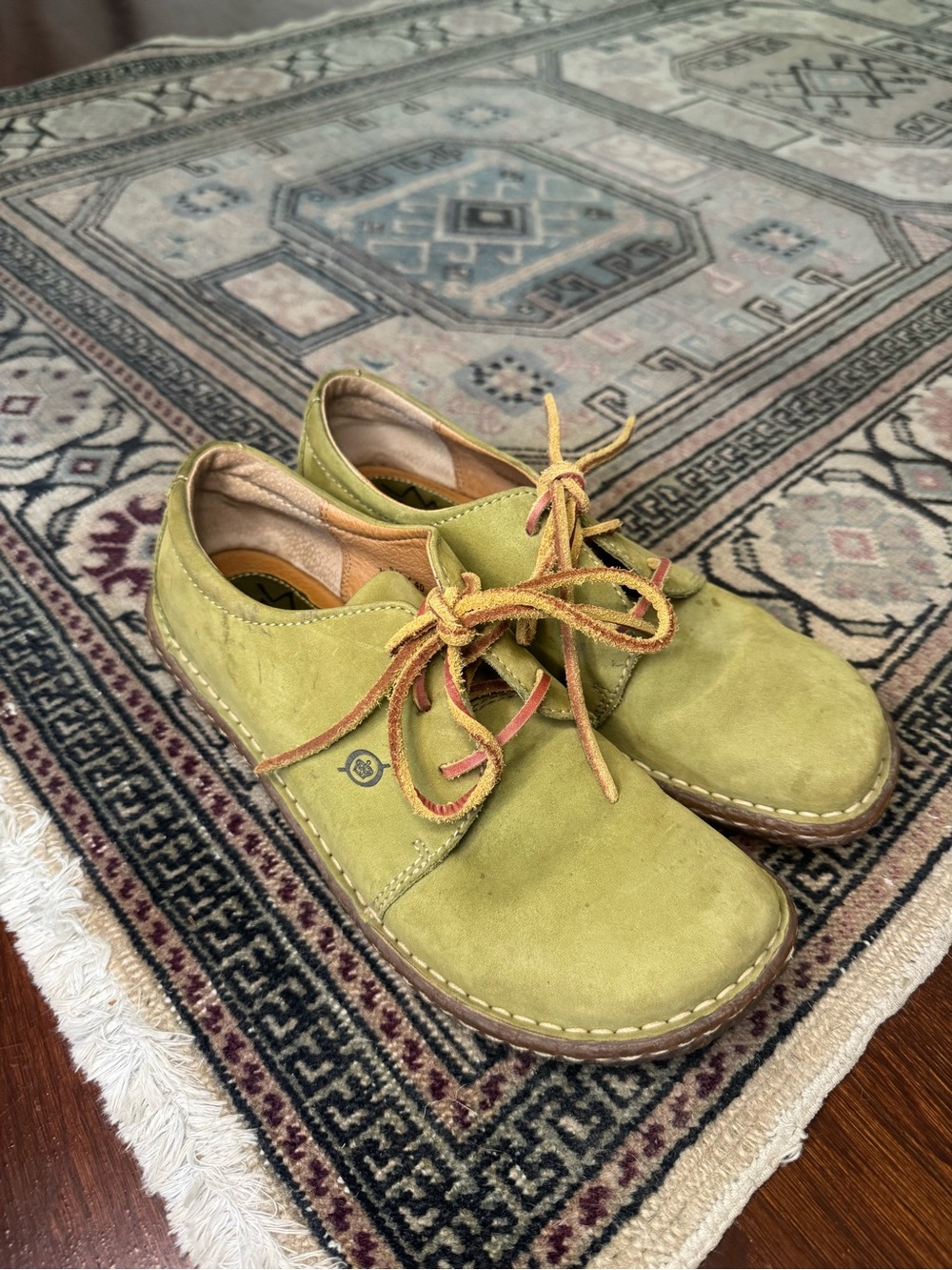 Born Footwear Green Suede Lace-Up Casual Shoes